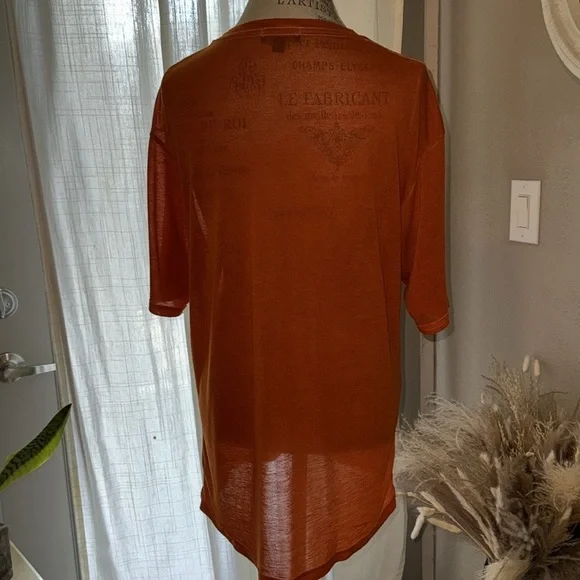 Hutch men’s v-neck shortsleeve t-shirt soft vintage set of 2 tan & orange Large - Picture 8 of 16